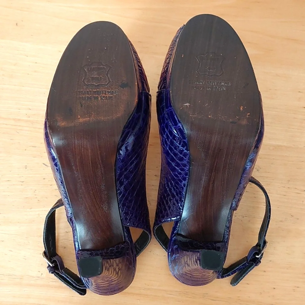 Stuart Weitzman Purple Patent Leather High Heeled Sandals - Picture 12 of 14